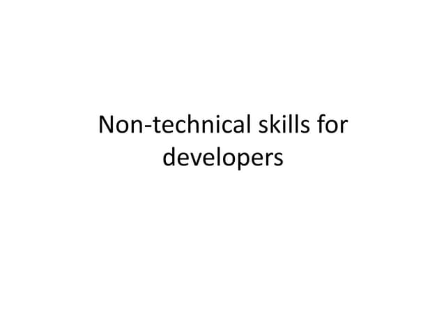 Non-technical skills for developers