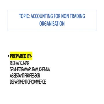 Non-Trading Organisation or NPO