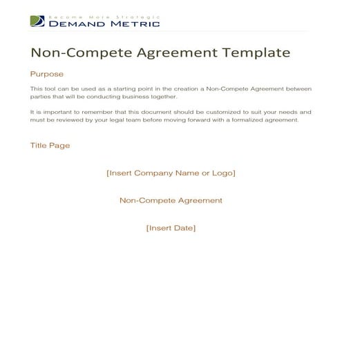 Non Compete Agreement Template | DOC