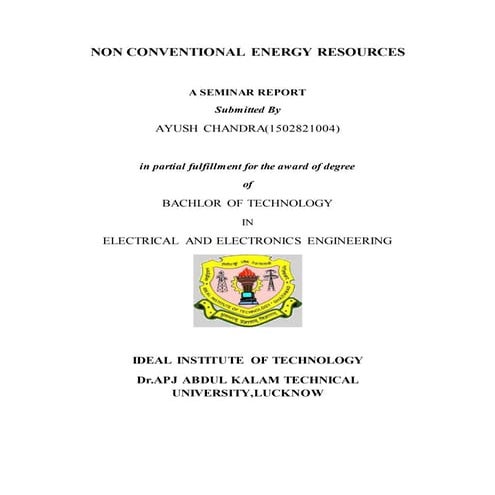 Non conventional energy resources seminar report