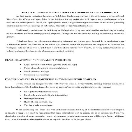 rational design of non covalent b inding enzyme inhibitors | PDF