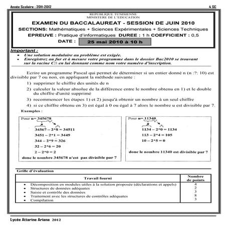 éNoncés+corrections bac2010