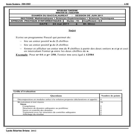 éNoncés+corrections bac2011