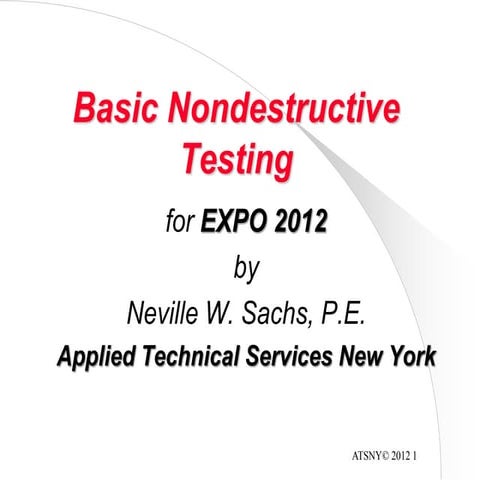 Non destructive testing basics