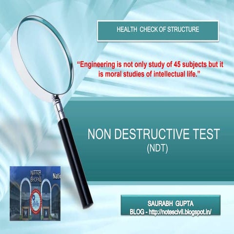 Non destructive test in CIVIL ENGINEERING Construction 
