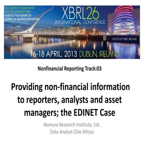 Providing non-financial information to reporters, analysts and asset managers; the EDINET Case