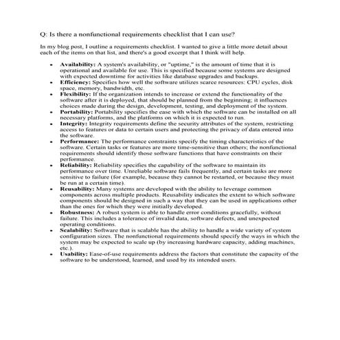 Non functional requirement