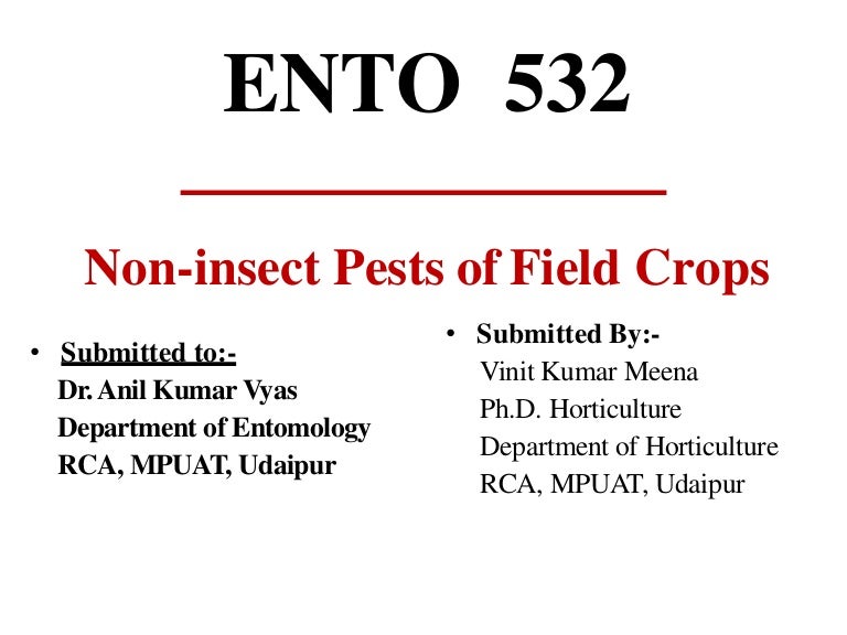 Non insect pest/ Entomolgy harmful pest