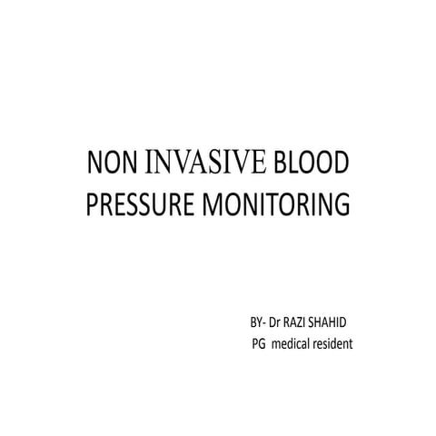 Non invasive blood pressure monitoring