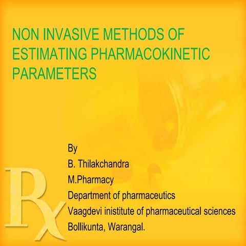 Non Invasive Methods Of Estimating Pharmacokinetic Parameters
