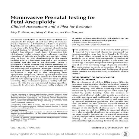 NIPT Tests Types And Their Usefulness | PDF