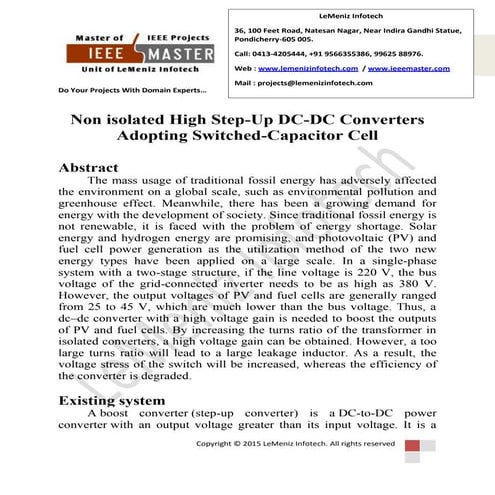 Nonisolated high step up dc–dc converters adopting switched-capacitor cell