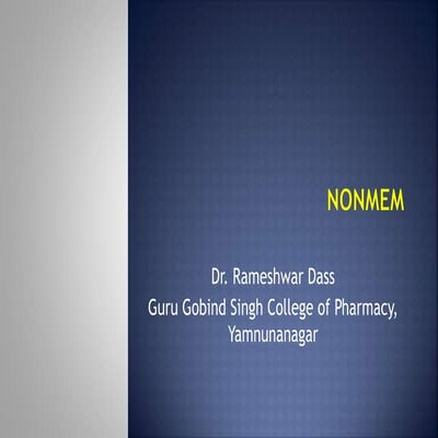 NONMEM Mixed Effects Modeling M. Pharm, B. Pharm.pptx