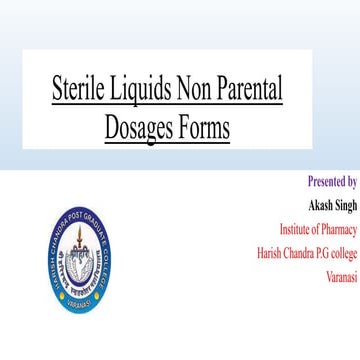 sterile Liquid Non parentral  dosage forms