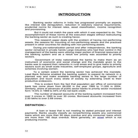 Non performing asset (npa)