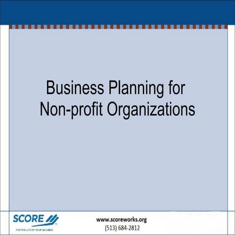  Business Planning for Nonprofits