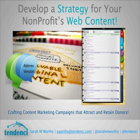 Overview of NonProfit Web Content Marketing Strategy Presentation for ESCHous...