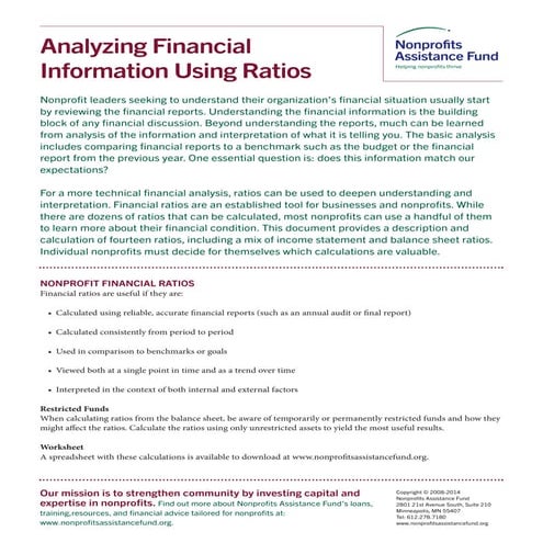 Nonprofit Financial Ratios | PDF