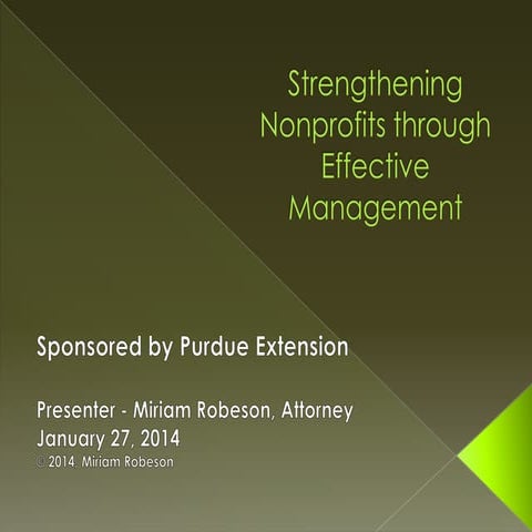 Nonprofit governance basics 2014