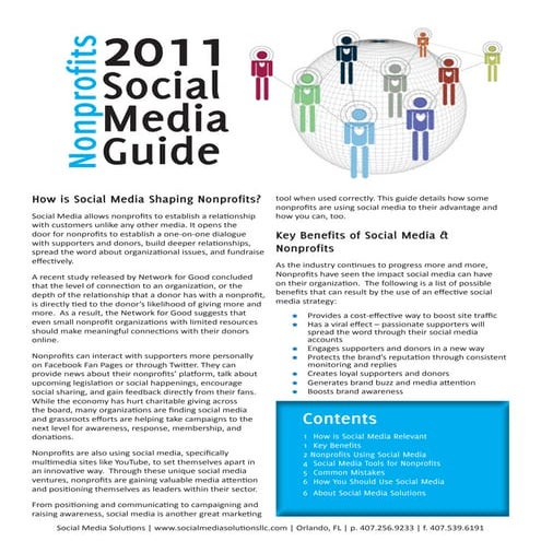 Nonprofits Guide to Social Media (2011)