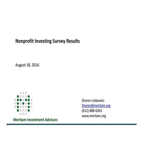 Nonprofit Investing Survey Results   