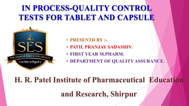 IPQC Tests for capsules As per IP, BP & USP | PPTX