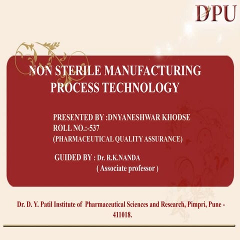 Nonsterile Manufacturing process Technology