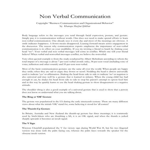 Non verbal communication