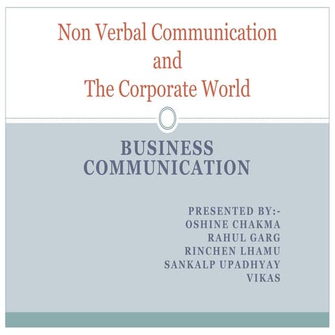 Non verbal communication and the corporate world