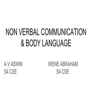 Non verbal communication  & body language
