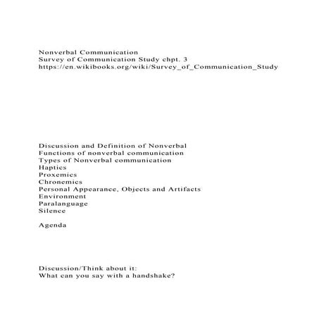 Nonverbal Communication Survey of Communication Study chpt. 3.docx