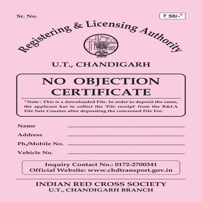 No Objection Certificate for Old Vehicles in Chandigarh | PDF
