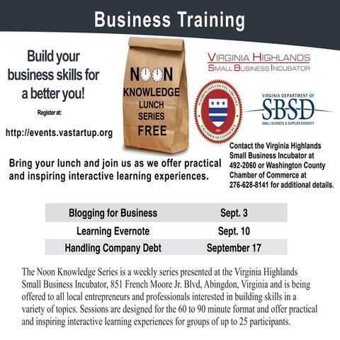 Washington County Noon Knowledge Series - September Sessions