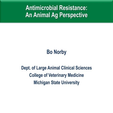 Antimicrobial Resistance: An Animal Ag Perspective 