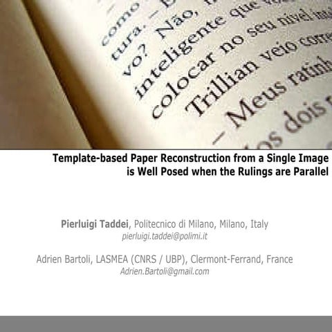 Template-Based Paper Reconstruction from a Single Image is Well Posed when th...