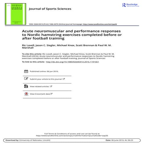Nordic hamstring exercises