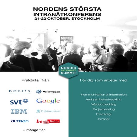 Nordic intranet Summit - 21-22 okt 2013