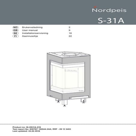 Топка Nordpeis S-31A (Англ. яз.)