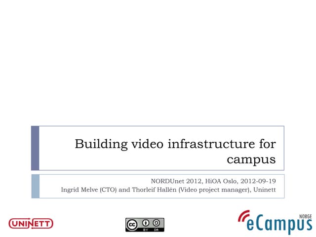 Building video infrastructure for eCampus