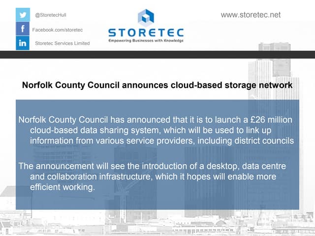Norfolk County Council Announces Cloud-based Storage Network 