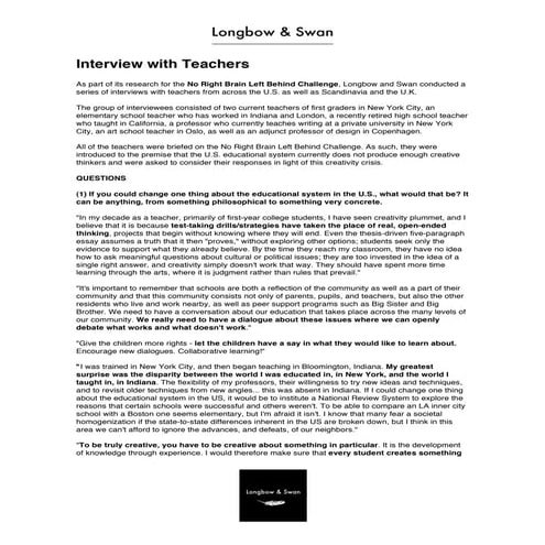 Intelligence Brief - Interviews with Teachers