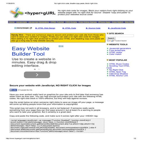 No right click code, disable copy paste, block right click