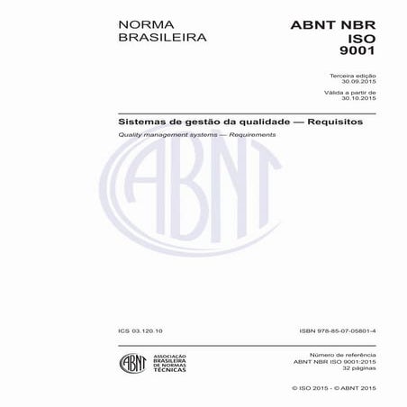 (Norma brasileira) abnt cb 025 qualidade - [abnt nbr iso 9001-2015] sistemas ...