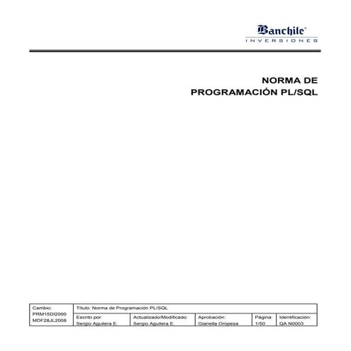 Norma de programacion plsql