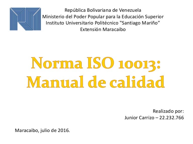 Norma iso 10013 manual de calidad