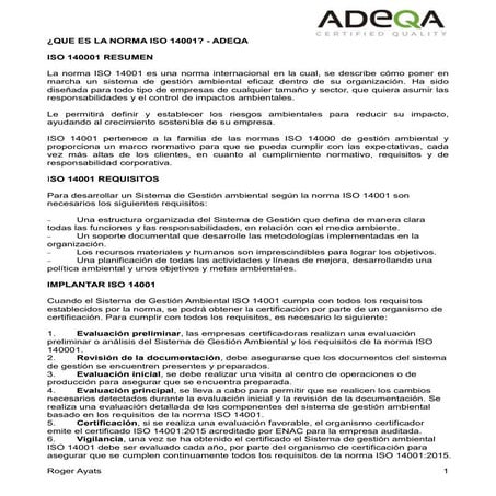 Norma iso 14001 adeqa | PDF