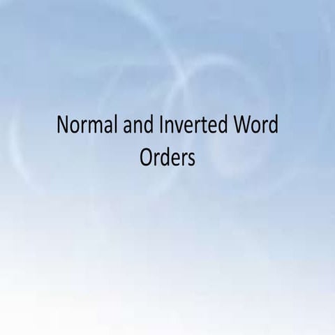 Normal and inverted word order | PPTX