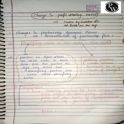 Normal Handwritten Notes Change in Profit Sharing Ratio among The ...