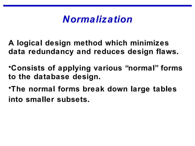 Normalisation revision