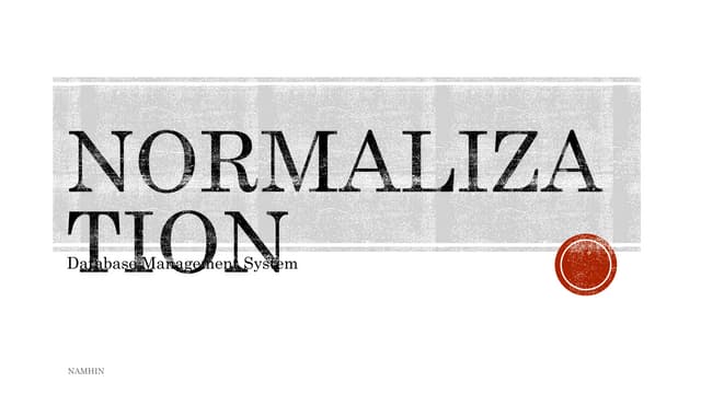 Normalization